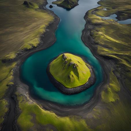 Stunning Aerial View of a Remote Icelandic Island with Majestic Ocean Surroundings