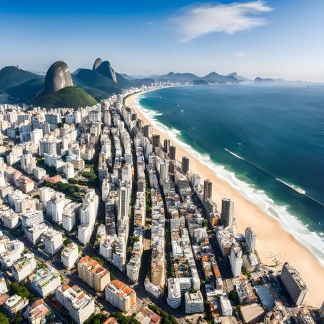 Stunning Aerial View of Copacabana and Ipanema Beaches in Rio de Janeiro, Brazil