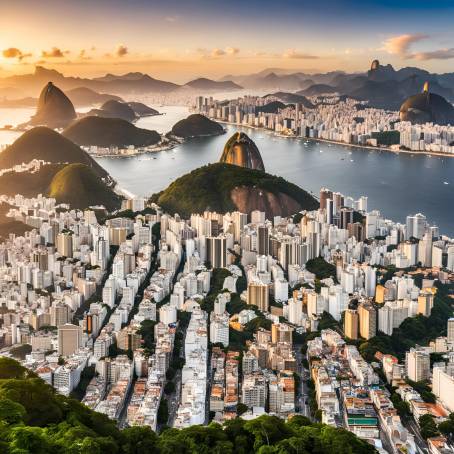 Stunning Aerial View of Rio de Janeiro Urban Skyline and Coastal Beauty in Brazil