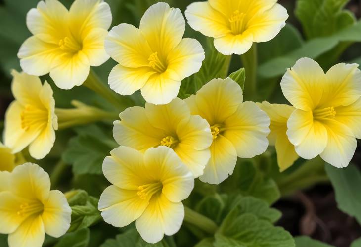 Stunning Close Up of Vibrant Yellow Primrose Blossoms in Full Bloom