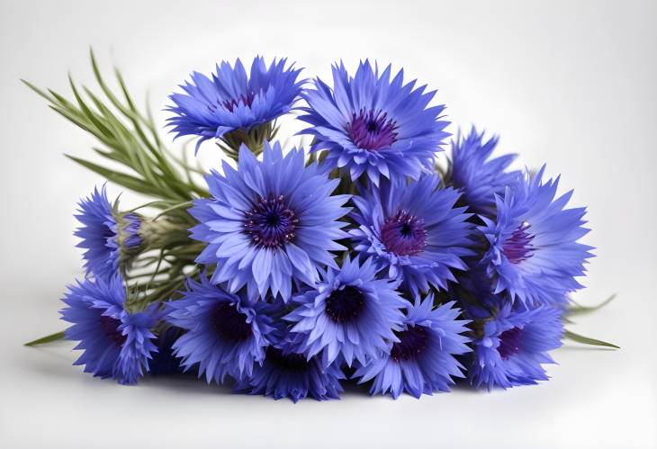 Stunning Cornflower Bouquet Isolated on White A Beautiful Burst of Blue Blooms