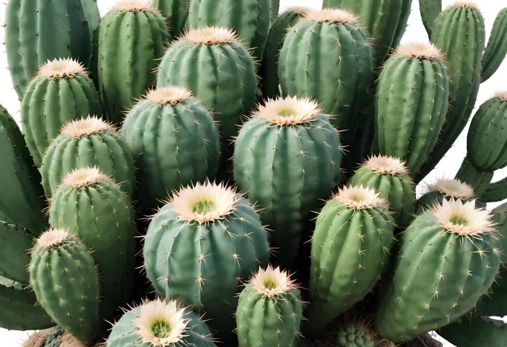 Stunning Large Green Cactus on White Background  Perfect for Interior Decoration and Botanical Des