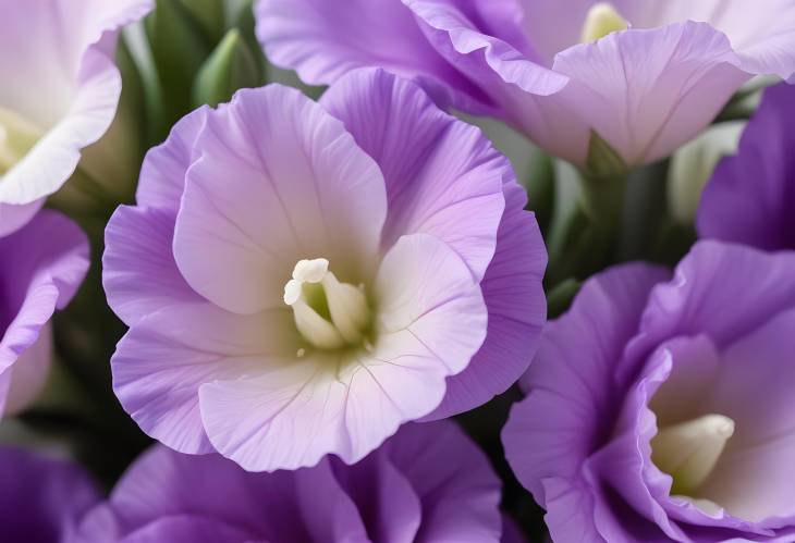 Stunning Macro CloseUp of Violet Eustoma Flowers Highlighting Petal Details and Color