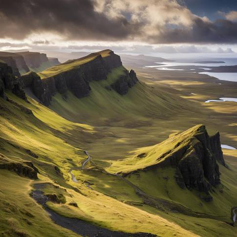 Stunning Mountain Scenery of Quiraing Landslip on Isle of Skye, Scotland