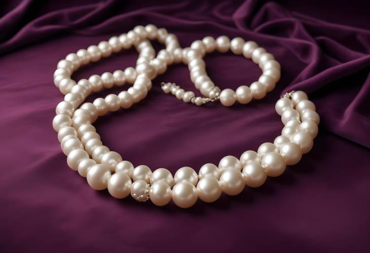 Stunning Pearl Necklace Showcased on a Lush Velvet Background