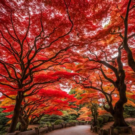 Stunning Red Maple Leaves at Homangu Kamado Shrine Autumn Beauty in Fukuoka, Japan