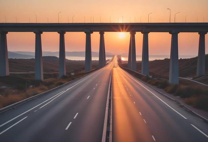 Stunning Sunset on Turkeys Coastal Highway and Scenic Bridge