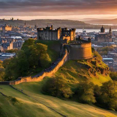 Stunning Sunset Over the Castle from Calton Hill in Edinburgh