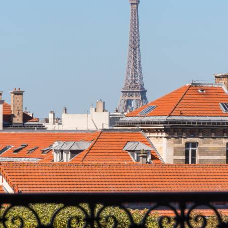 Stunning View of the Eiffel Tower in Paris Iconic Landmark Against the Skyline