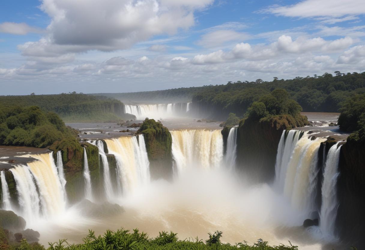 Stunning Viewpoint from the Lower Circuit of Iguazu Falls in Misiones Province, Argentina,