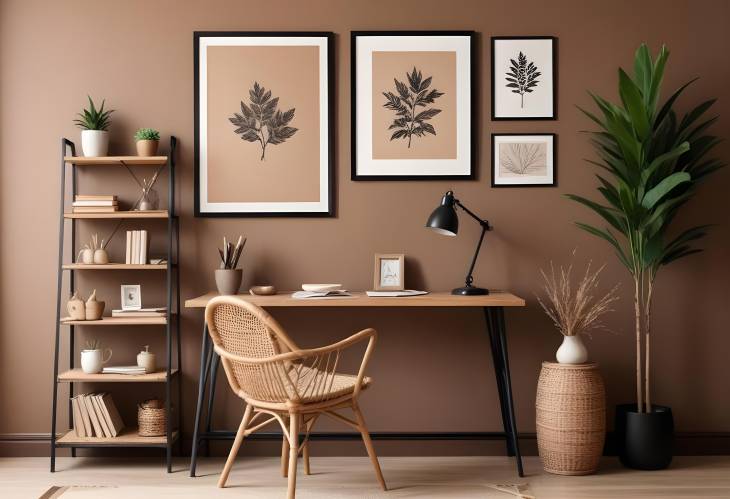 Stylish Living Room Interior with Mockup Poster Frame  Elegant Home Decor and Office Accessories