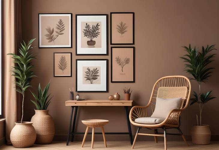 Stylish Living Room Interior with Mockup Poster Frame  Elegant Home Decor and Office Accessories