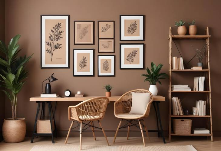 Stylish Living Room Interior with Mockup Poster Frame  Elegant Home Decor and Office Accessories