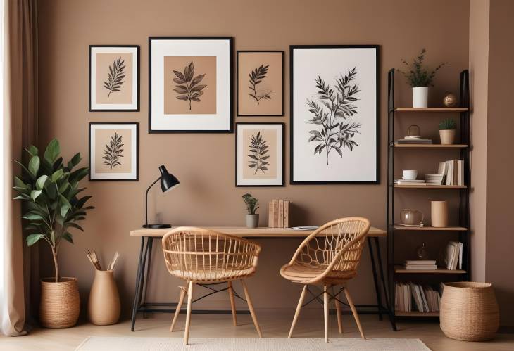 Stylish Living Room Interior with Mockup Poster Frame  Elegant Home Decor and Office Accessories