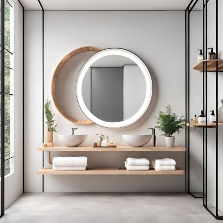 Stylish Product Display in a White Bathroom