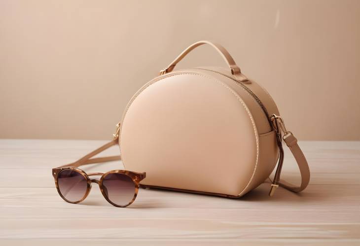 Stylish Round Handbag with Sunglasses A Touch of Elegance