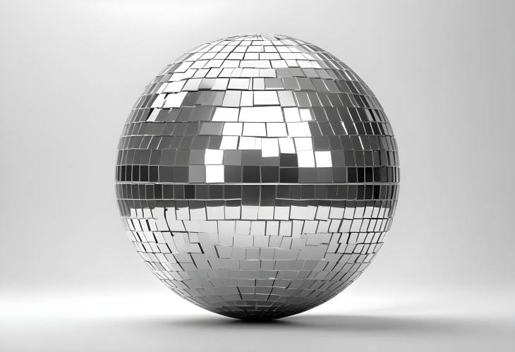 Stylish Shiny Silver Disco Ball Isolated on White Background for Party and Dance Event Decoration