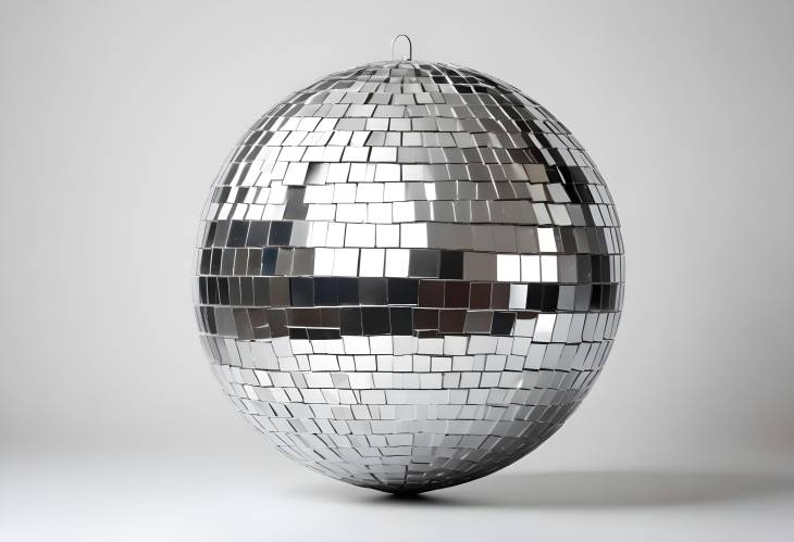 Stylish Shiny Silver Disco Ball on White Background, Perfect for Party Decor and Dance Floor Lights