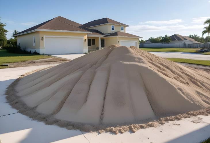 Suburban Florida Construction Concrete Foundation and Shell of a Single Family Home