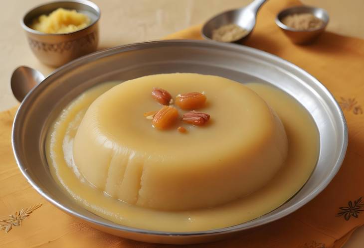 Suji Ka Halwa Traditional Semolina Pudding Cooked with Ghee, Sugar, and Cardamom for a Festive Treat