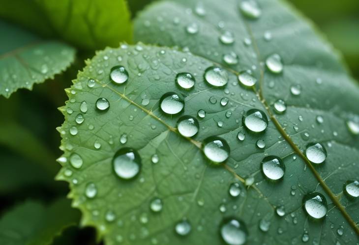 Summer Green Leaf with Morning Dew Natures Macro Beauty