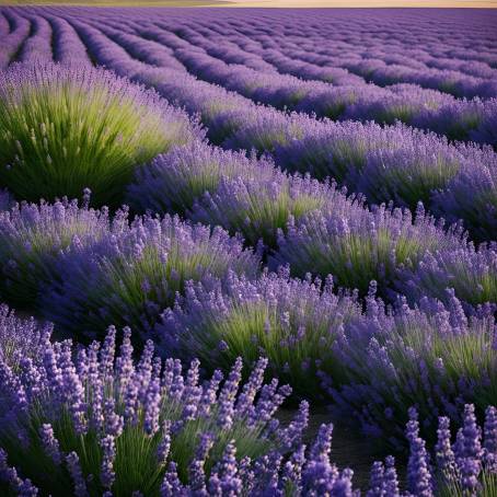 Summer Lavender Field with Blue Flowers in Peaceful Setting