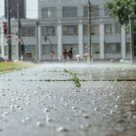 Summer Rain  Hailstorm Puddles  Wet Benches