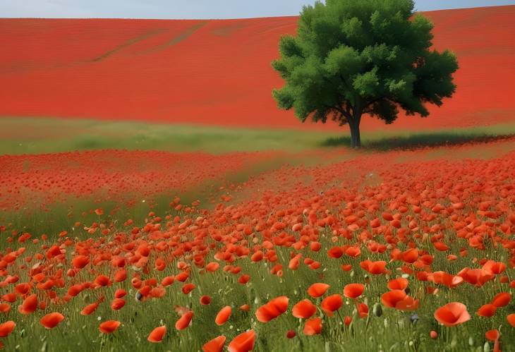 Summer Splendor Poppy Fields, Trees, and Natures Beauty