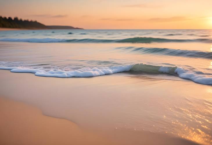 Summer Sunset on Tropical Beach with Sparkling Ocean