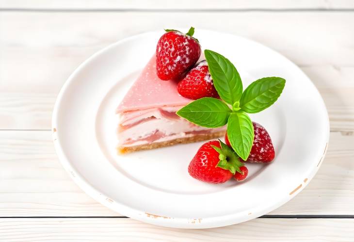 Summer Treat Strawberry Cake with Mint Leaf