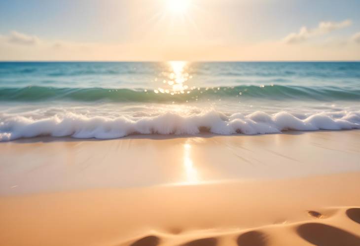 Summer Vacation Concept with Defocused Tropical Beach and Rays of Sun