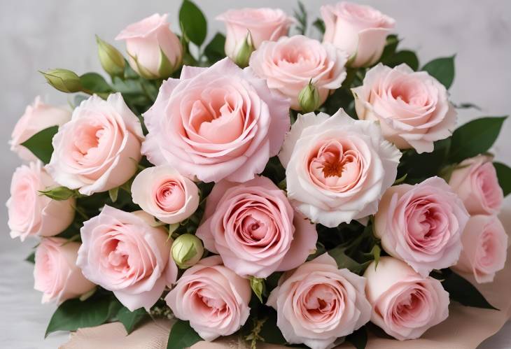 Summertime Elegance Delicate Pink Roses and Eustoma in Full Bloom