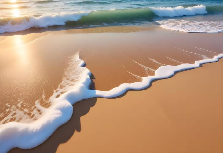 Sun Drawing on Sand with Soft Ocean Waves