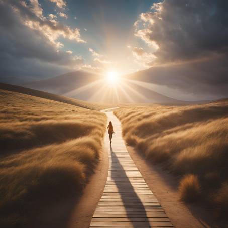 Sunlit S Shaped Path with Solitary Walker Perfect Background for Inspirational Quotes