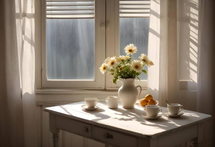 Sunlit Still Life Morning Beauty on a Shabby Chic Table