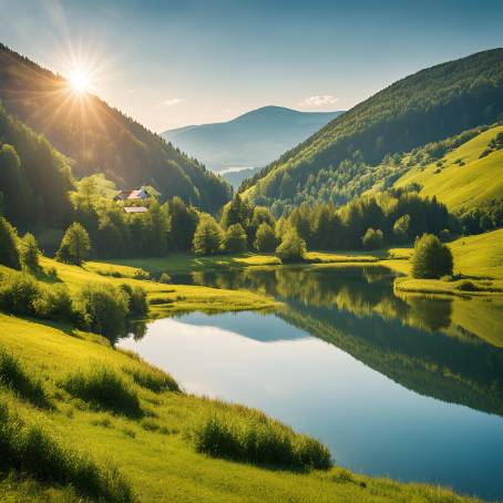 Sunny Afternoon in Bosnia and Herzegovina  Mount Lebrsnik and Lake Reflections