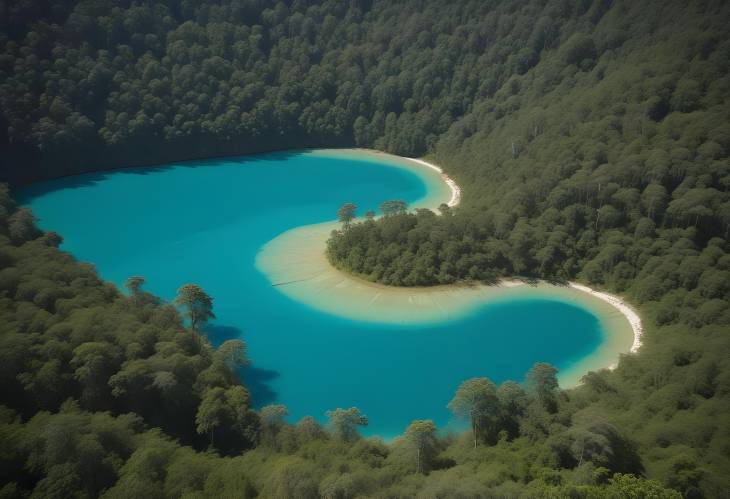 Sunny Day Aerial of Turquoise Lake Lagunas de Montebello National Park