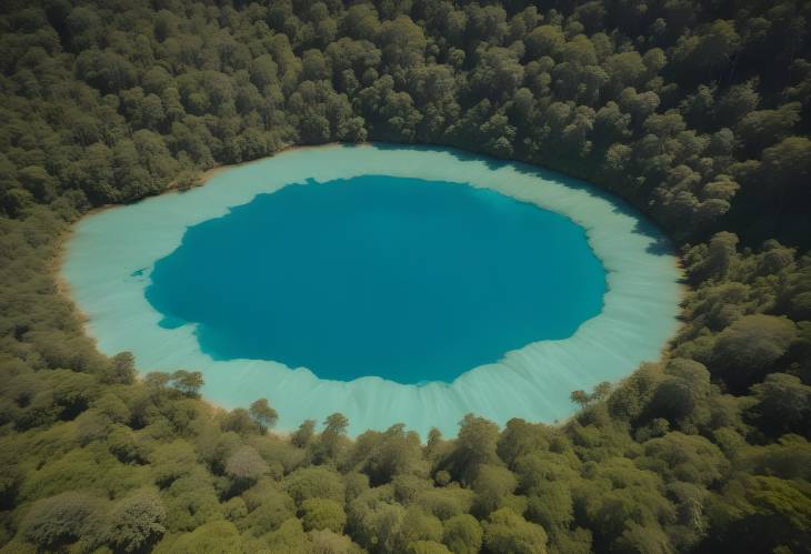 Sunny Day Over Turquoise Lake Aerial View of Lagunas de Montebello National Park