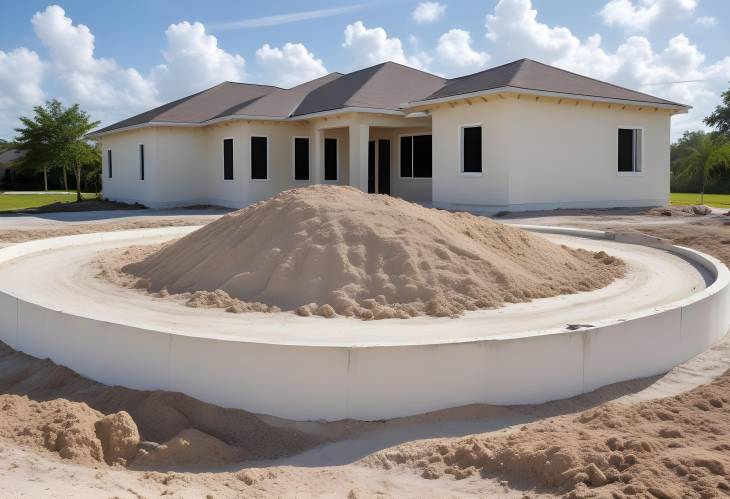 Sunny Morning Construction Concrete Foundation and House Shell in Southwest Florida