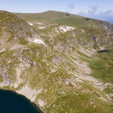 Sunrise Aerial View of Seven Rila Lakes in Bulgaria, Scenic Landscape