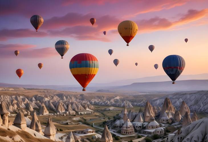 Sunrise Over Cappadocia Colorful Balloons Floating in the Sky