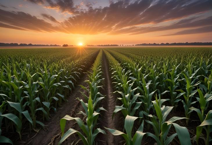 Sunrise Over Corn Fields A Serene Morning Scene