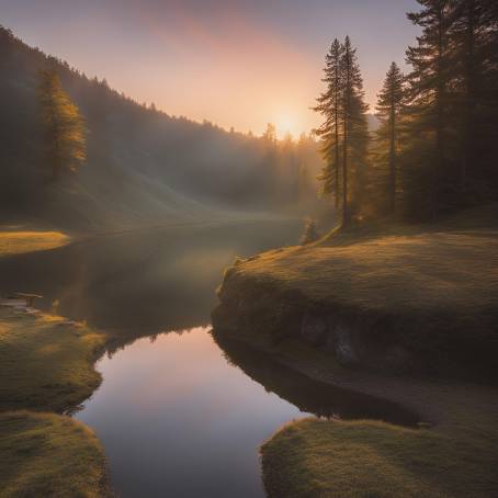 Sunrise Serenity at the Iconic Mountain Pond in Poland