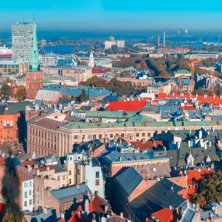 Sunset Cityscape from Riga Rooftop