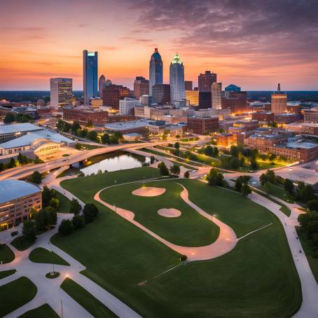 Sunset Over Columbus Capturing the City Evening Radiance