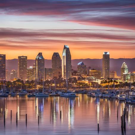 Sunset Over San Diego Capturing the Downtown Skyline in California