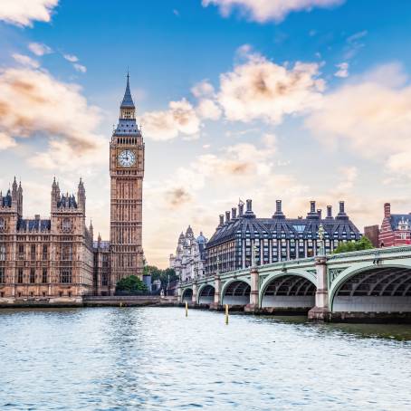 Sunset Serenity of Big Ben and Westminster Palace by the Thames