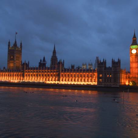 Sunset Views of Big Ben and Westminster Palace by the Thames