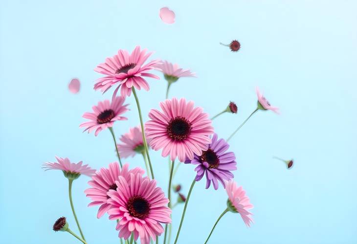 Surreal Spring Concept Flowers in Flight