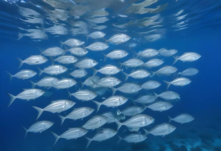 Swarm of Bigeye Trevallies in Ocean Blue, French Polynesia